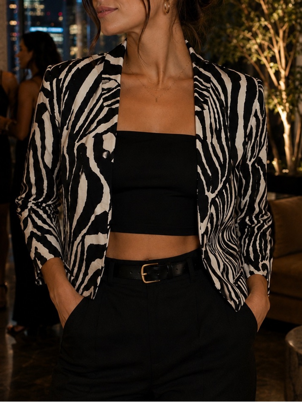 H&M Black and White Zebra Blazer